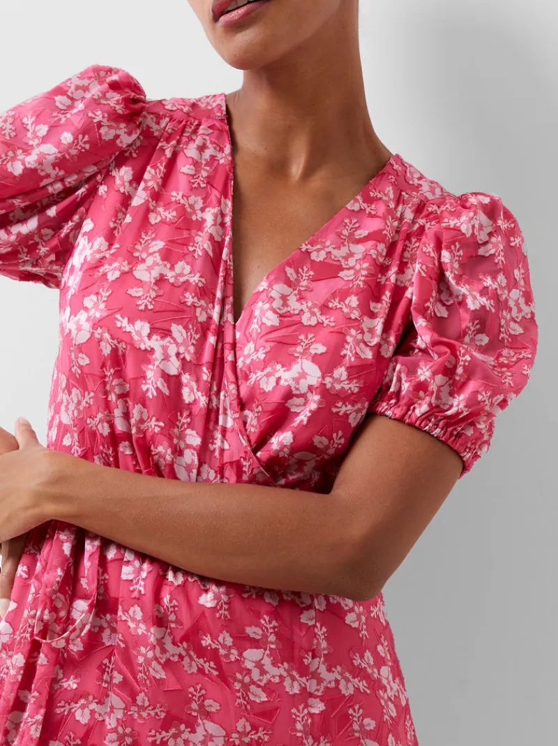 FRENCH CONNECTION Wedding Guest Dresses | Floral Dresses | Midi Dresses | Dresses<Elianna Devore Midi Dress RaspberrySorbet/Aza