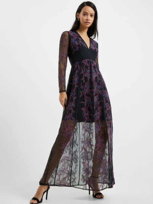 FRENCH CONNECTION Party Dresses | Wedding Guest Dresses<Emilia Embroidered Maxi Dress Blackout