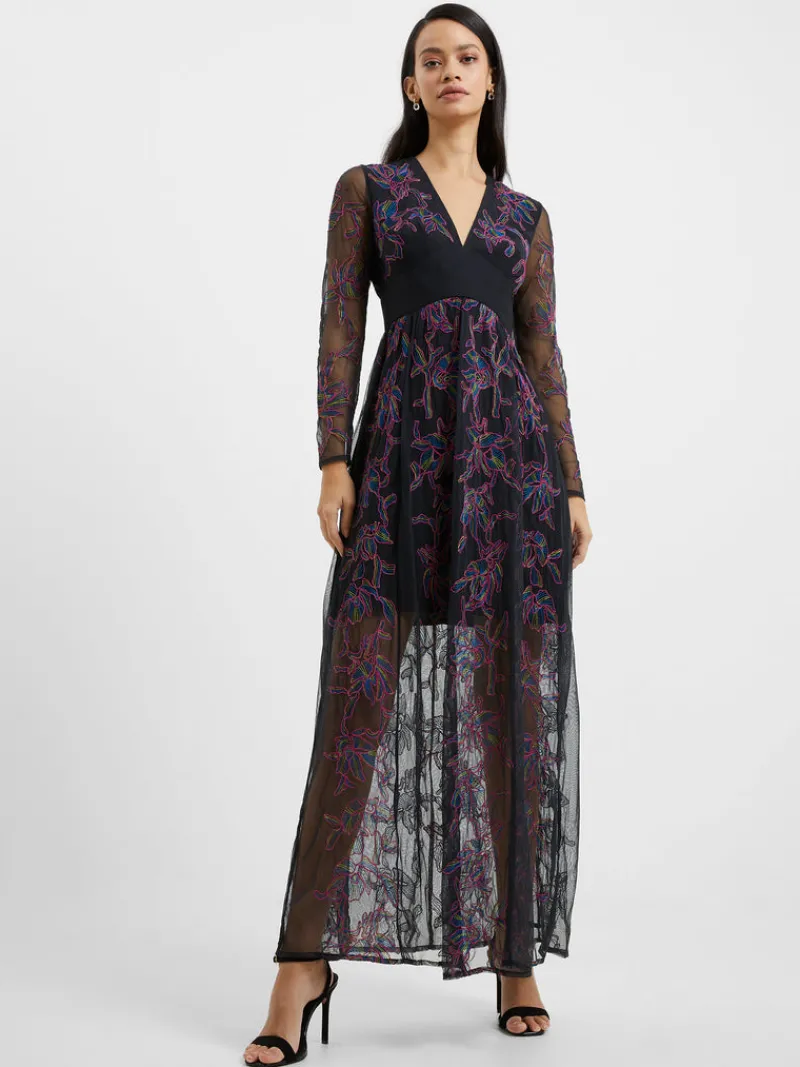 FRENCH CONNECTION Party Dresses | Wedding Guest Dresses<Emilia Embroidered Maxi Dress Blackout