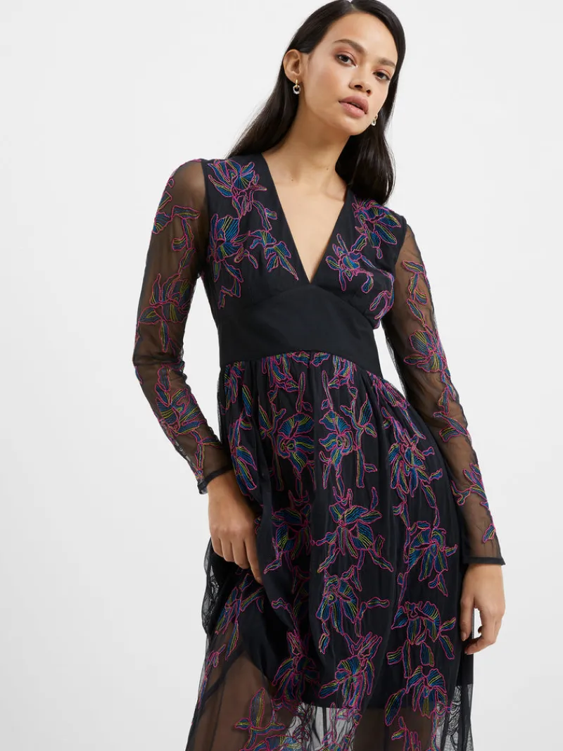 FRENCH CONNECTION Party Dresses | Wedding Guest Dresses<Emilia Embroidered Maxi Dress Blackout
