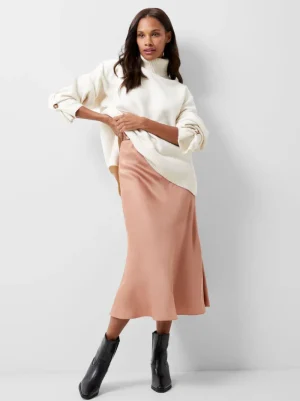 FRENCH CONNECTION Women's Skirts | Skirts & Shorts<Ennis Eco Satin Midaxi Slip Skirt MochaMousse