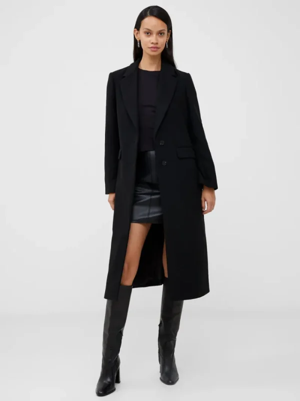 FRENCH CONNECTION Coats & Jackets<Fawn Felt Single Breasted Coat Black