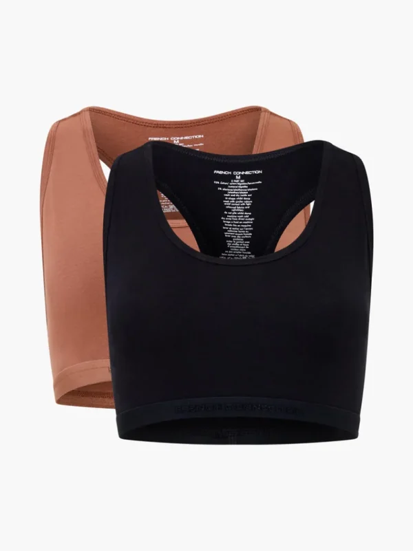 FRENCH CONNECTION Underwear<Fc 2 Pack Crop Top 2Cm Tonal Black/LightBrown