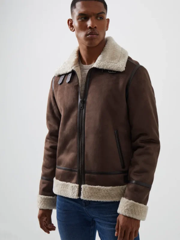 FRENCH CONNECTION Coats & Jackets<Flight Faux Shearling Jacket DarkBrown