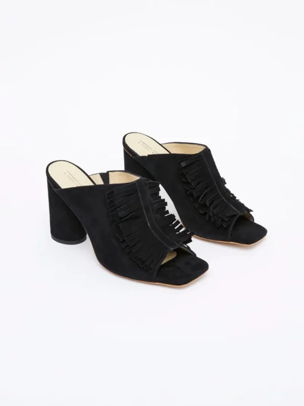 FRENCH CONNECTION Shoes<Flora Fringed Mules Black