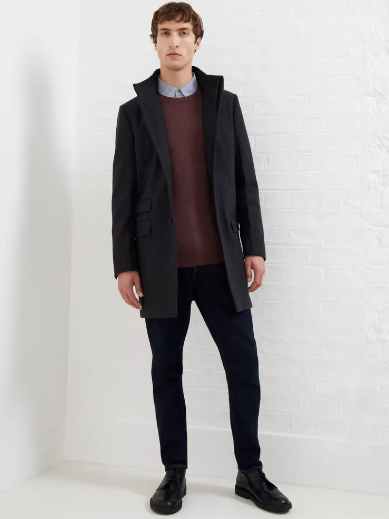 FRENCH CONNECTION Coats & Jackets<Funnel Neck Coat CharcoalMel