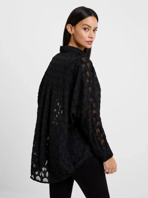 FRENCH CONNECTION Women's Shirts<Geo Burn-Out Popover Shirt Blackout