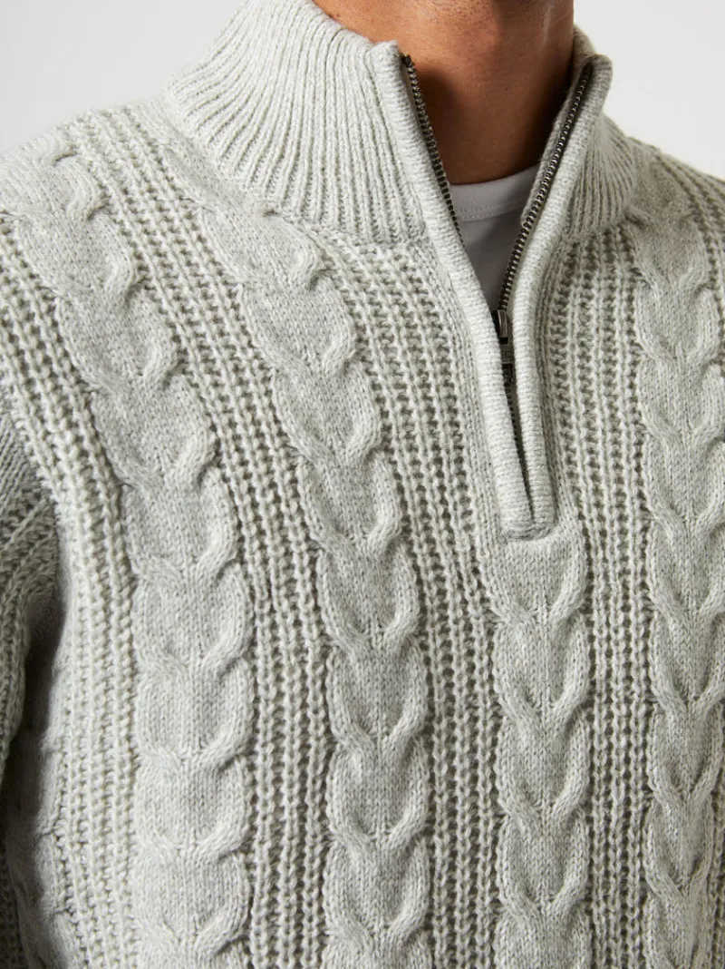 FRENCH CONNECTION Jumpers & Cardigans<Half Zip Cable Knit Jumper EcruMel