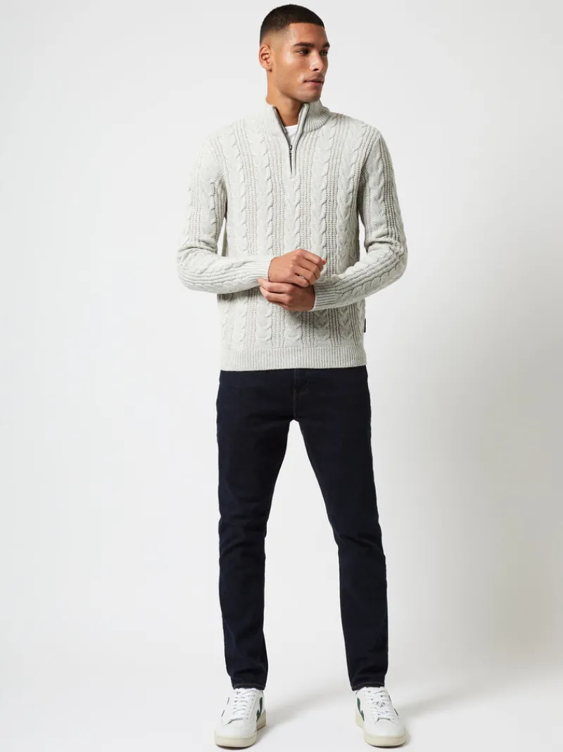 FRENCH CONNECTION Jumpers & Cardigans<Half Zip Cable Knit Jumper EcruMel