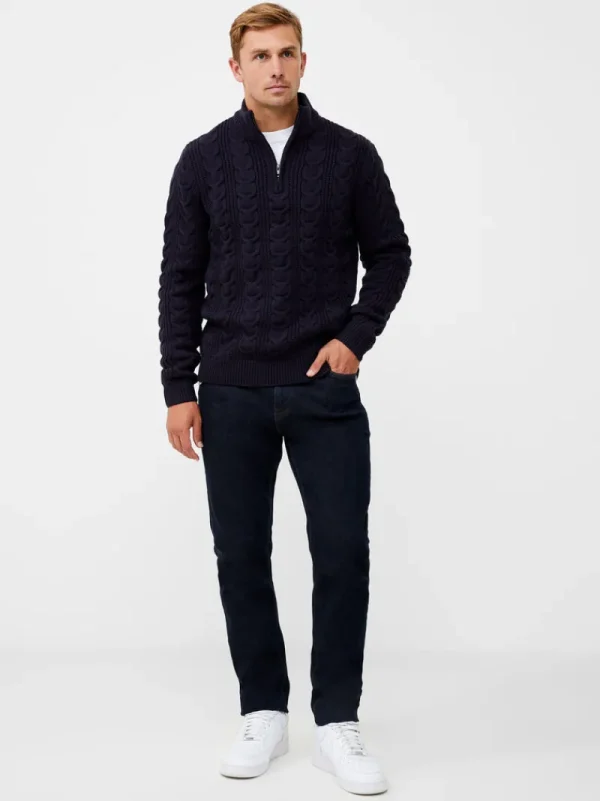 FRENCH CONNECTION Jumpers & Cardigans<Half Zip Funnel Neck Cable Knit Jumper DarkNavy
