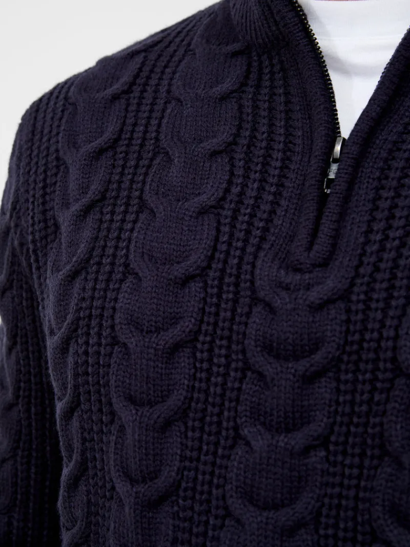 FRENCH CONNECTION Jumpers & Cardigans<Half Zip Funnel Neck Cable Knit Jumper DarkNavy