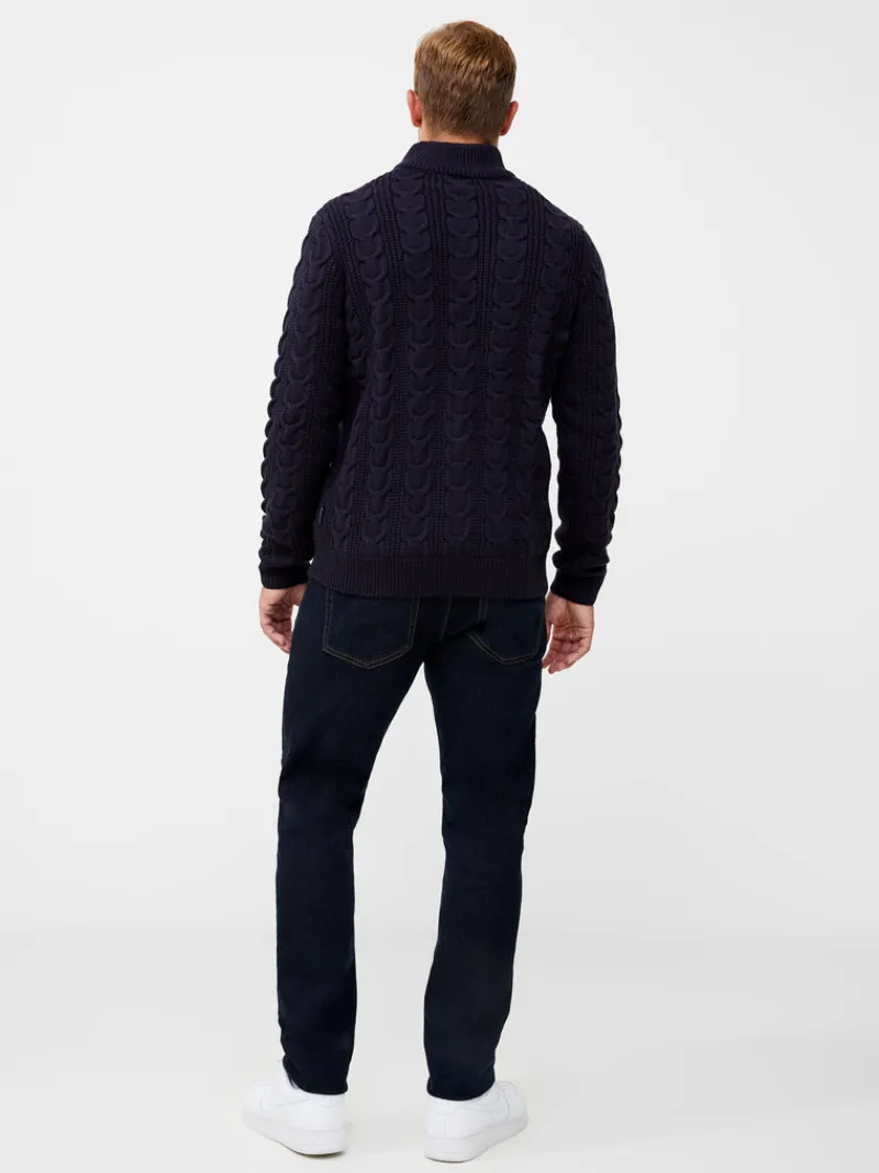 FRENCH CONNECTION Jumpers & Cardigans<Half Zip Funnel Neck Cable Knit Jumper DarkNavy