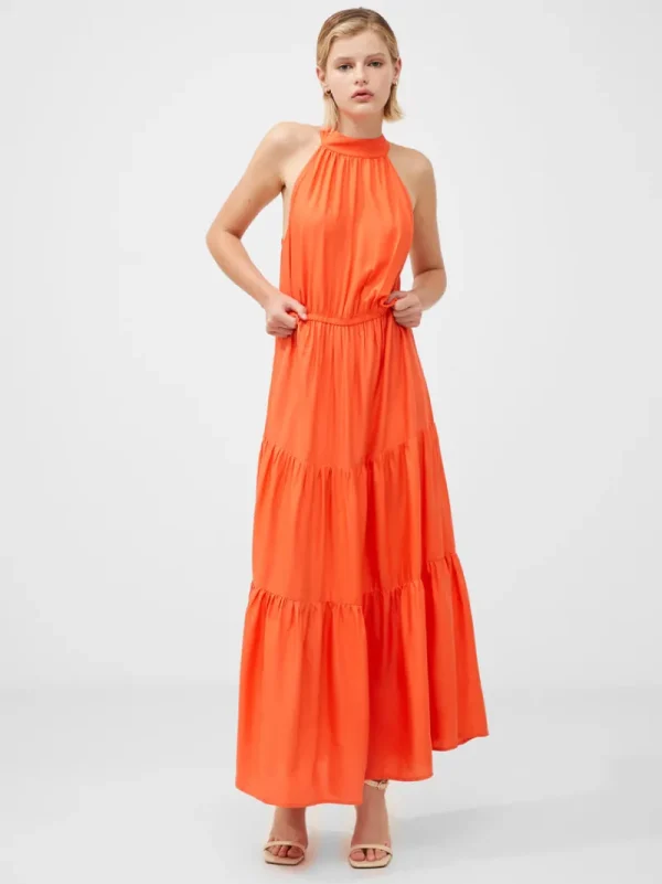 FRENCH CONNECTION Wedding Guest Dresses<Halter Viscose Tiered Maxi Dress AmberSunrise