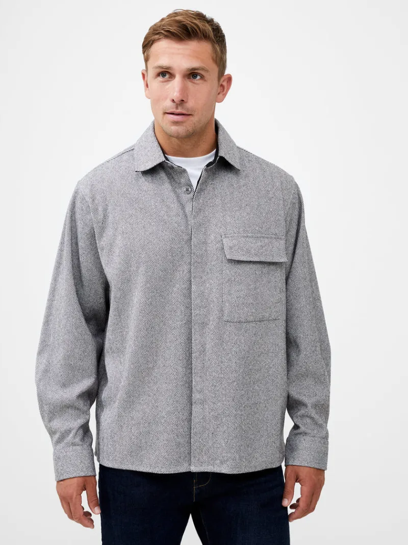 FRENCH CONNECTION Sale | Men's Shirts<Herringbone Long Sleeve Shirt LgtGrey