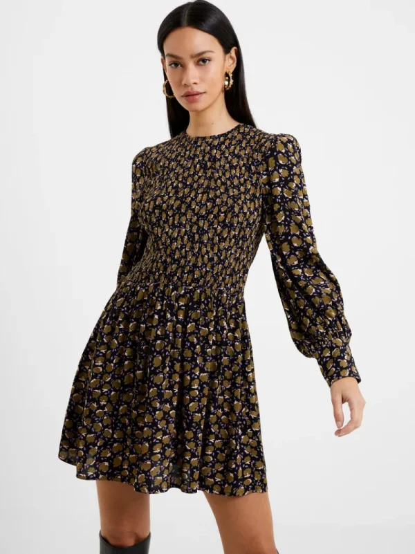 FRENCH CONNECTION Day Dresses<Ingrid Eco Colette Crepe Smocked Mini Dress BlackMulti