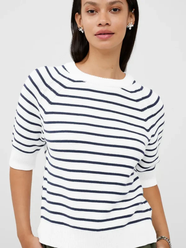 FRENCH CONNECTION Jumpers & Cardigans<Lily Mozart Stripe Short Sleeve Jumper SummerWhite/Utility