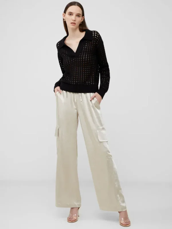 FRENCH CONNECTION Jumpers & Cardigans<Manda Pointelle Collared Jumper Blackout