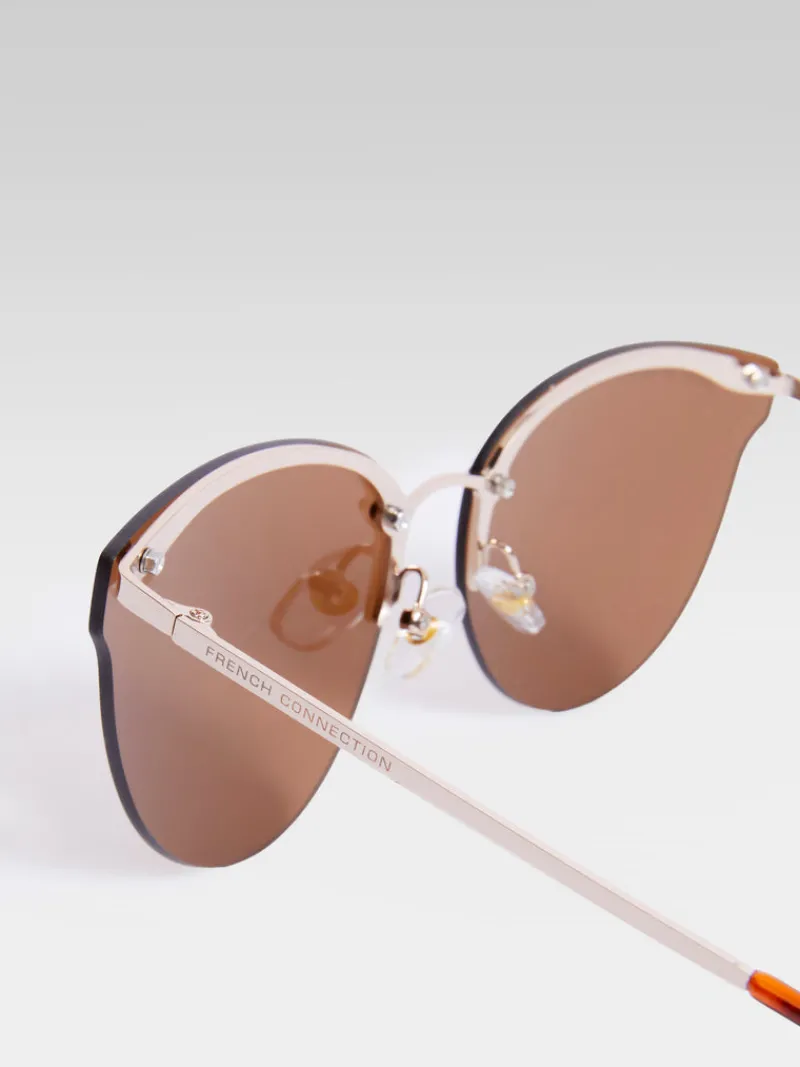 FRENCH CONNECTION Sunglasses<Metal Cat Eye Rimless Sunglasses Tan