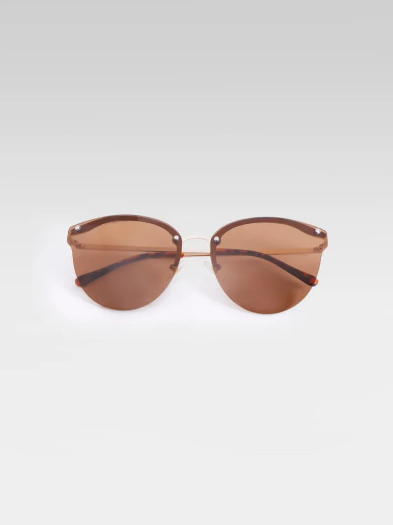 FRENCH CONNECTION Sunglasses<Metal Cat Eye Rimless Sunglasses Tan