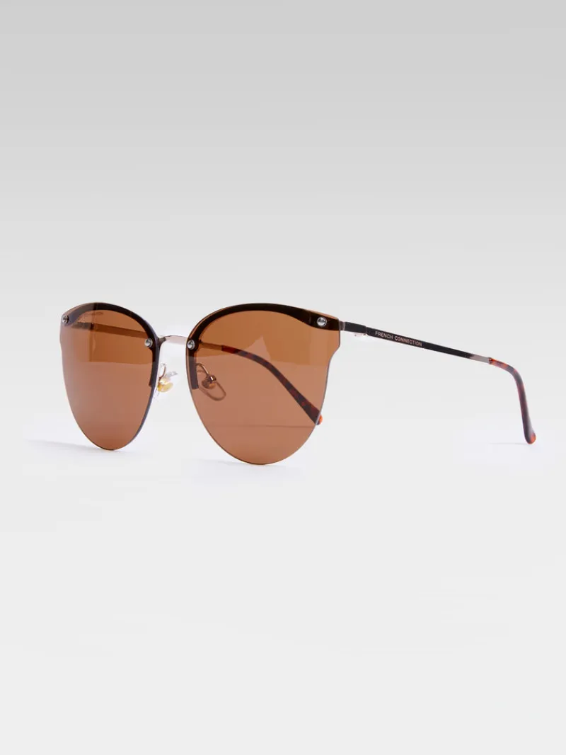 FRENCH CONNECTION Sunglasses<Metal Cat Eye Rimless Sunglasses Tan