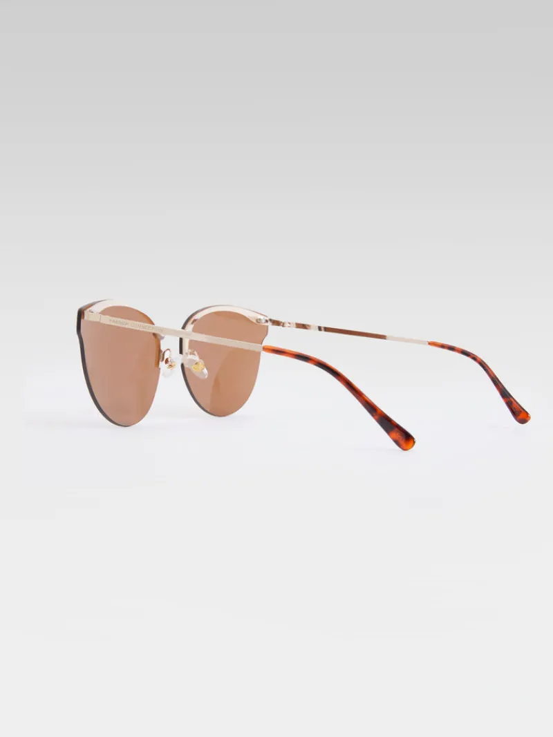 FRENCH CONNECTION Sunglasses<Metal Cat Eye Rimless Sunglasses Tan