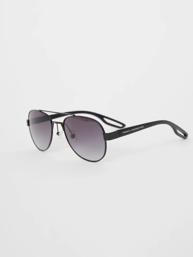 FRENCH CONNECTION Sunglasses<Metal D-Frame Sunglasses Black