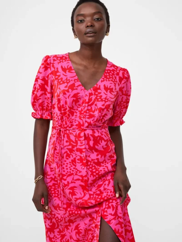 FRENCH CONNECTION Day Dresses | Wedding Guest Dresses<Midi Tea Dress Fushia/DesertRose