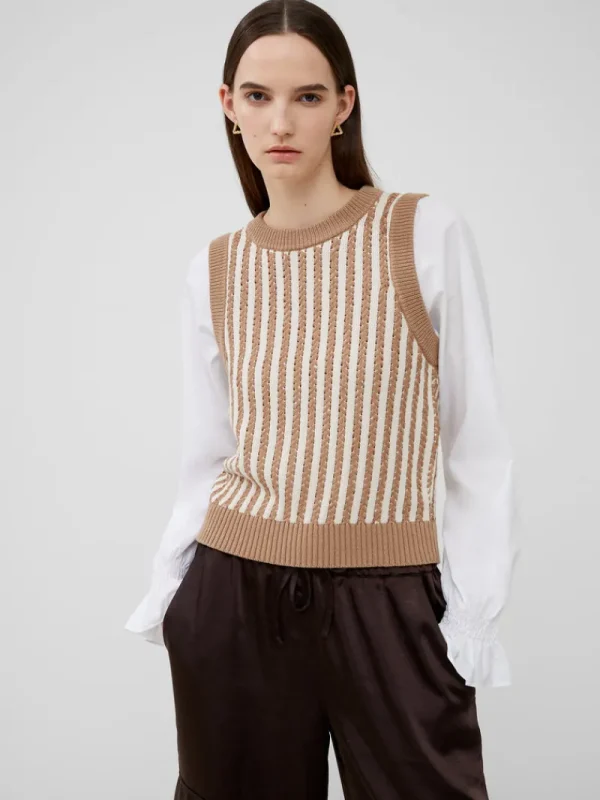 FRENCH CONNECTION Jumpers & Cardigans<Moma Vest Mix Shirt Camel/ClassicCream