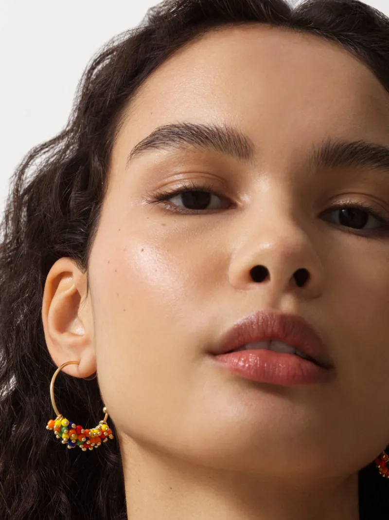 FRENCH CONNECTION Jewellery<Multi Rainbow Bead Hoop Earrings Gold/Multi