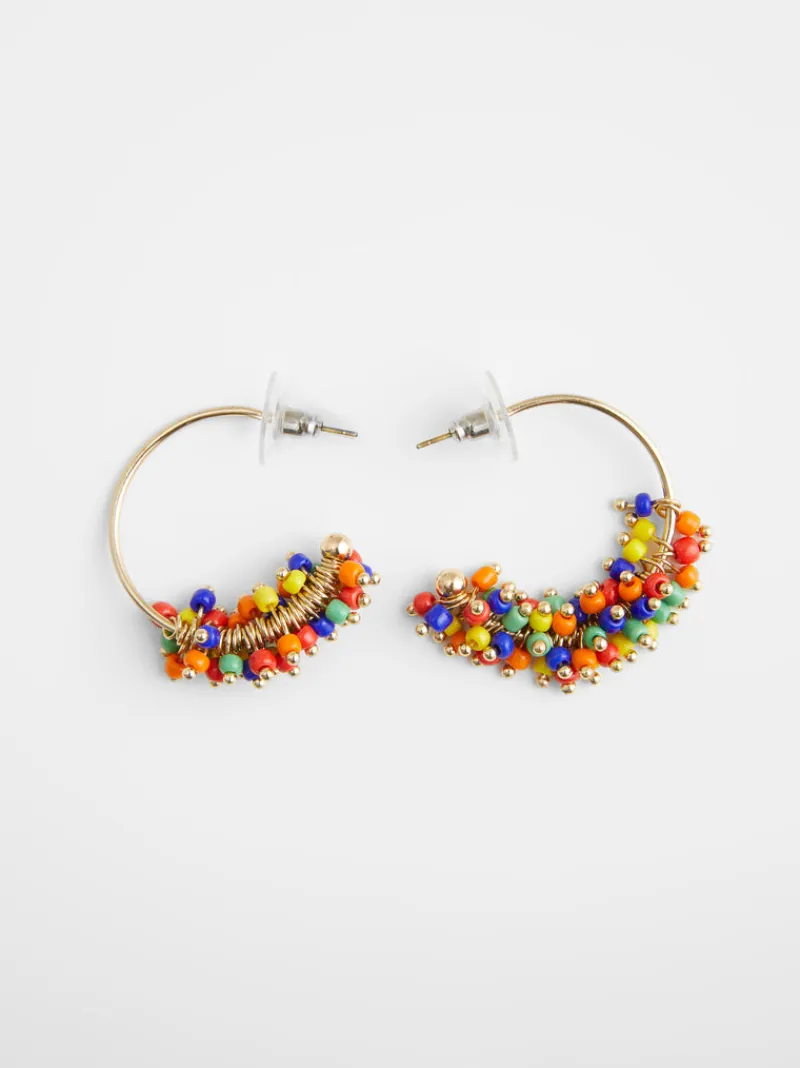 FRENCH CONNECTION Jewellery<Multi Rainbow Bead Hoop Earrings Gold/Multi