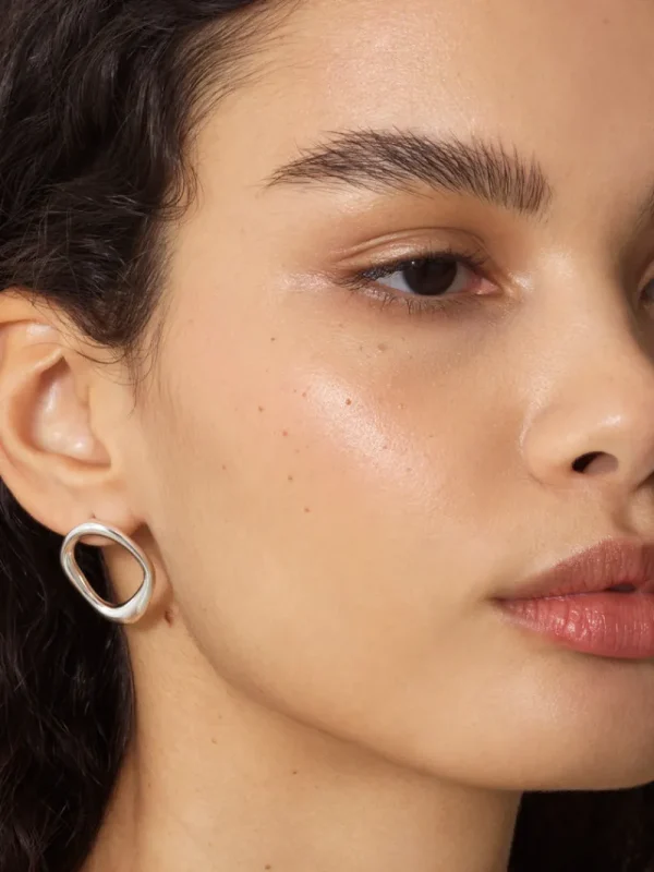 FRENCH CONNECTION Jewellery<Organic Oval Stud Earrings Silver