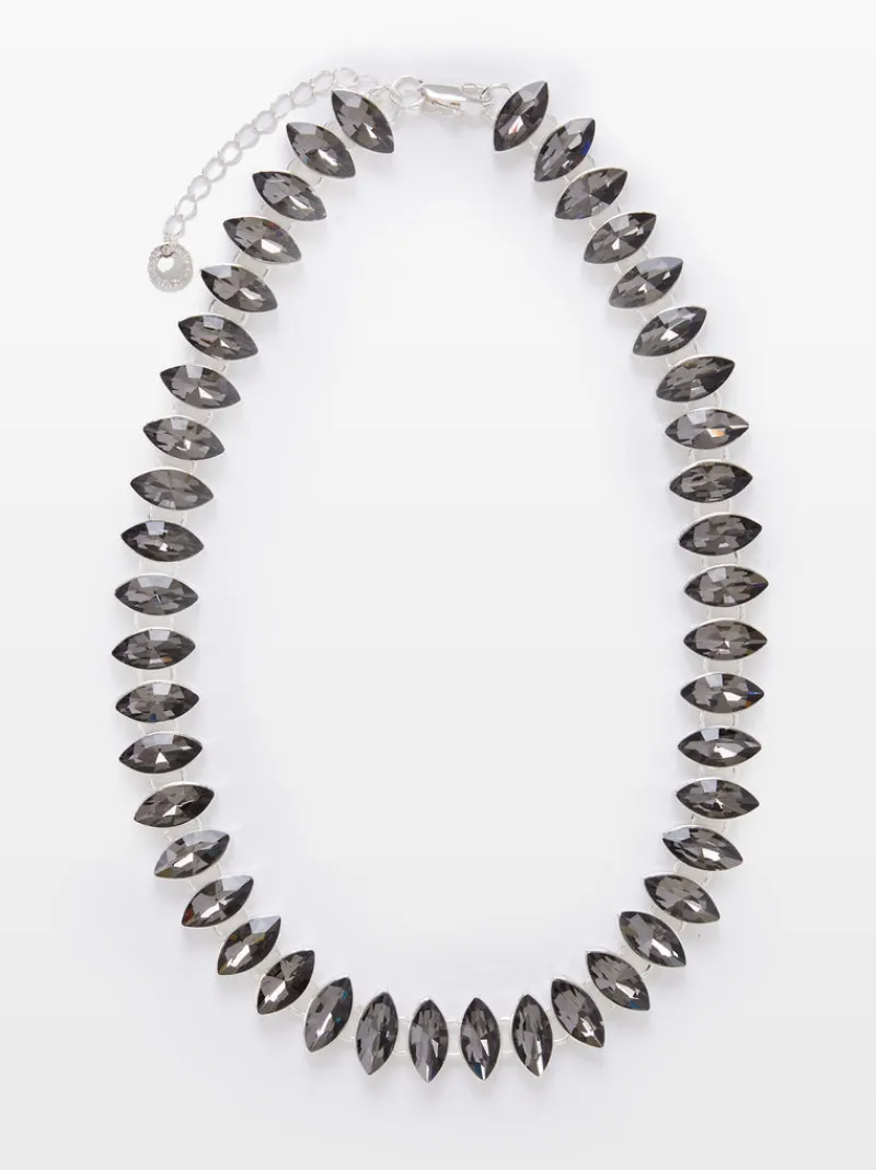 FRENCH CONNECTION Jewellery<Oval Crystal Necklace Black/Silver