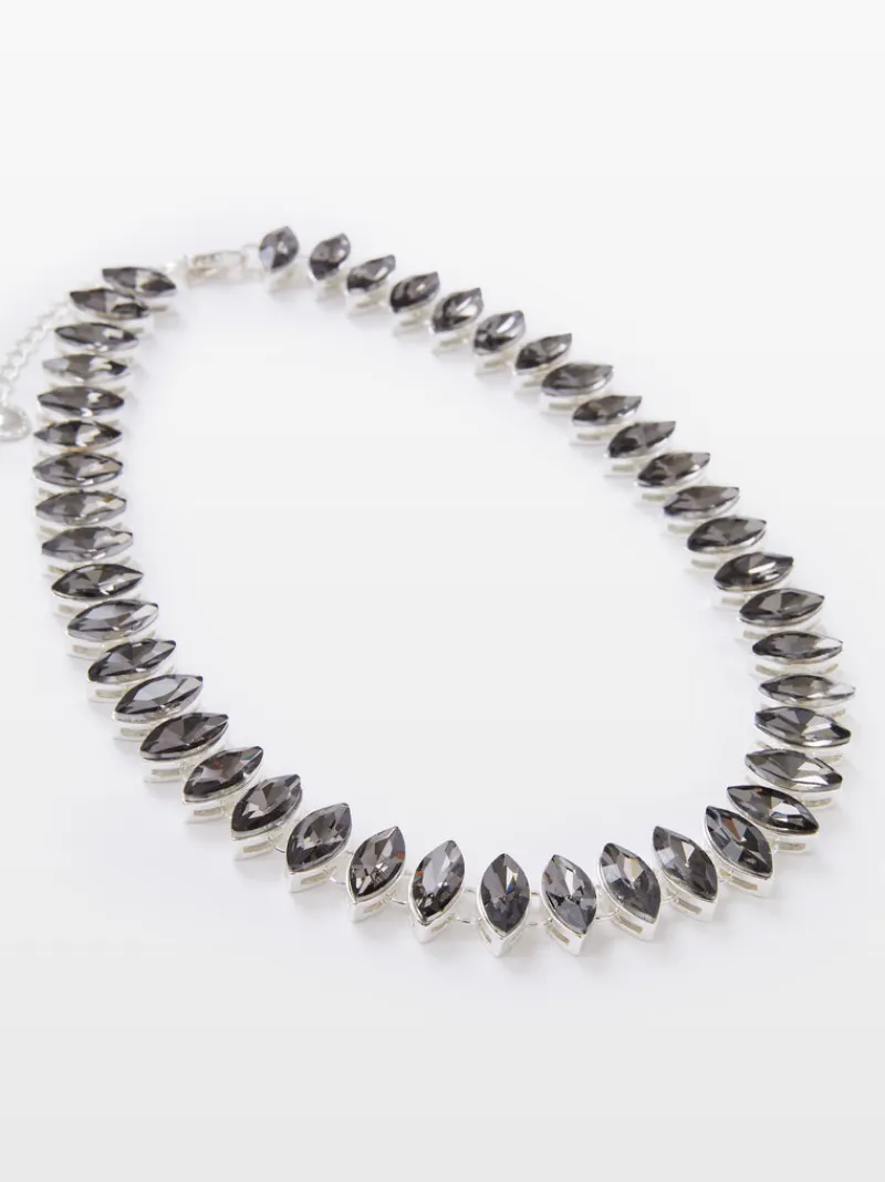 FRENCH CONNECTION Jewellery<Oval Crystal Necklace Black/Silver