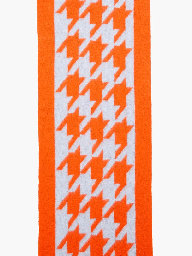 FRENCH CONNECTION Scarves<Oversized Houndstooth Scarf MandarinRed/PlacBl
