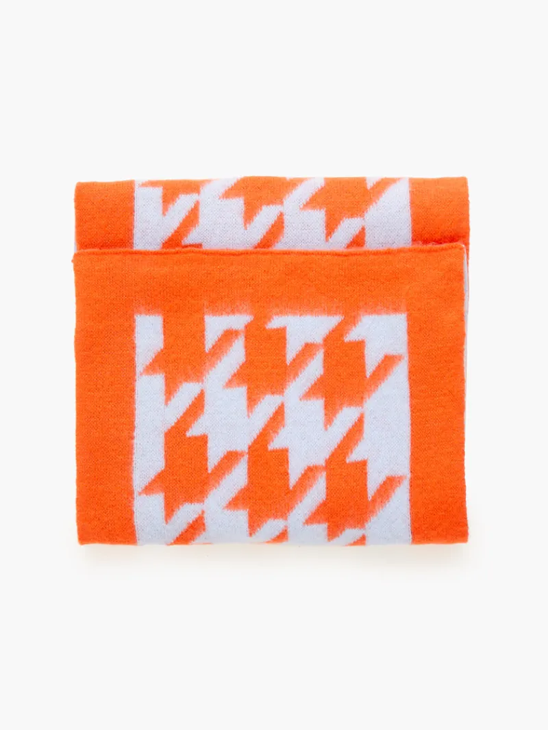 FRENCH CONNECTION Scarves<Oversized Houndstooth Scarf MandarinRed/PlacBl