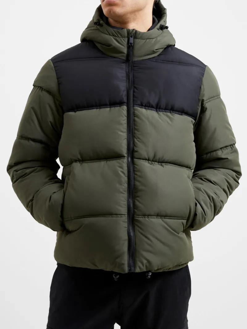 FRENCH CONNECTION Coats & Jackets<Padded Panel Hooded Mid Length Coat Black/Khaki