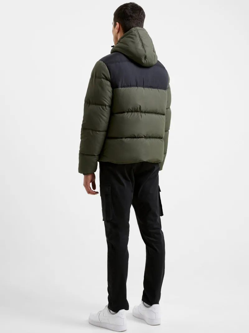 FRENCH CONNECTION Coats & Jackets<Padded Panel Hooded Mid Length Coat Black/Khaki