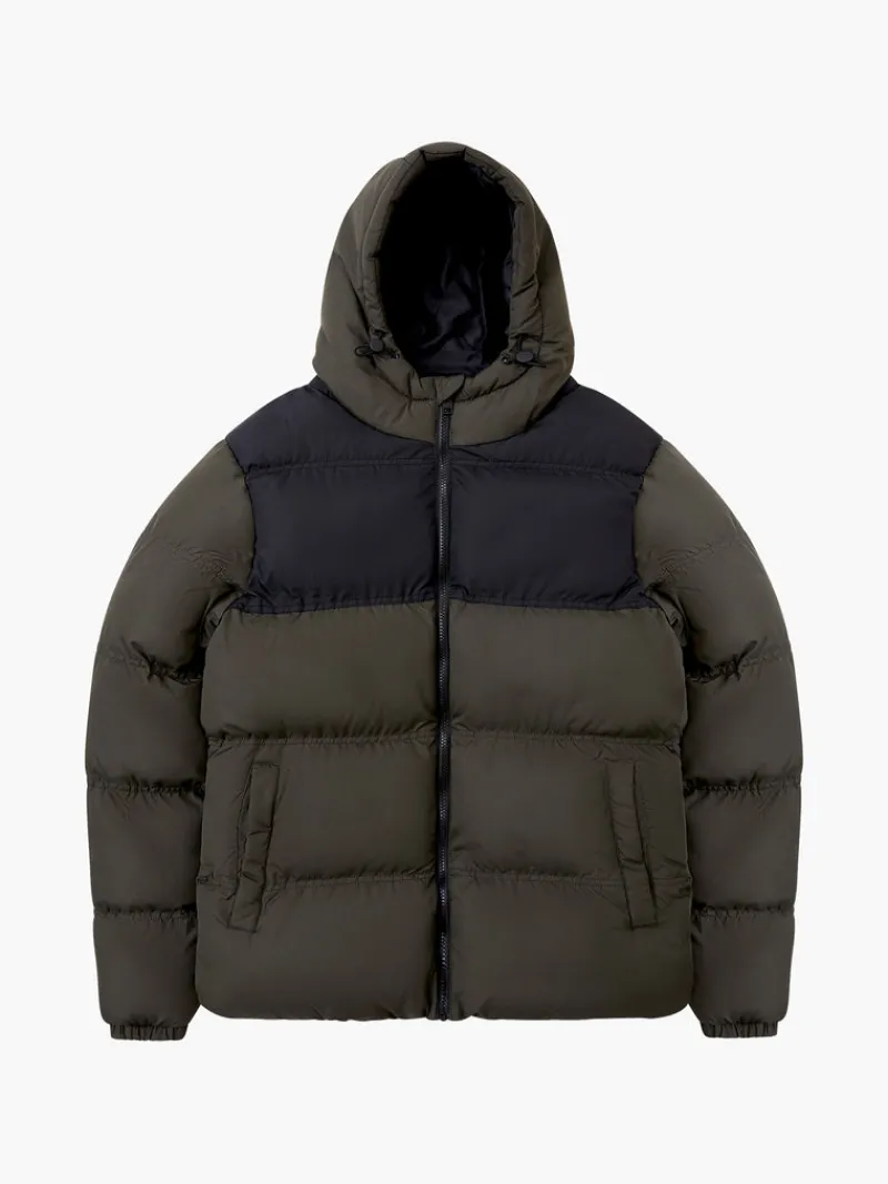 FRENCH CONNECTION Coats & Jackets<Padded Panel Hooded Mid Length Coat Black/Khaki