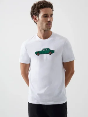 FRENCH CONNECTION T-Shirts & Polo Shirts<Pixel Car T-Shirt LinenWhite