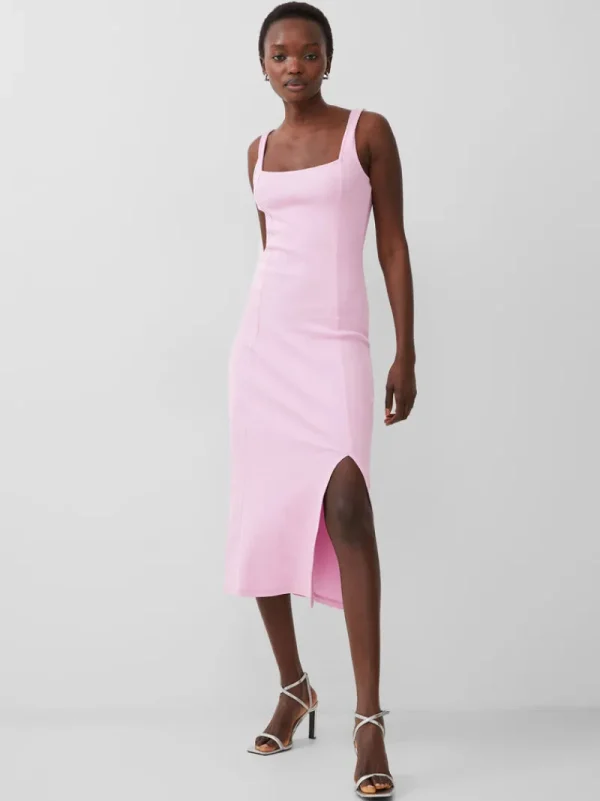 FRENCH CONNECTION Midi Dresses | Dresses<Rassia Rib Square Neck Midi Dress StrawberryShake