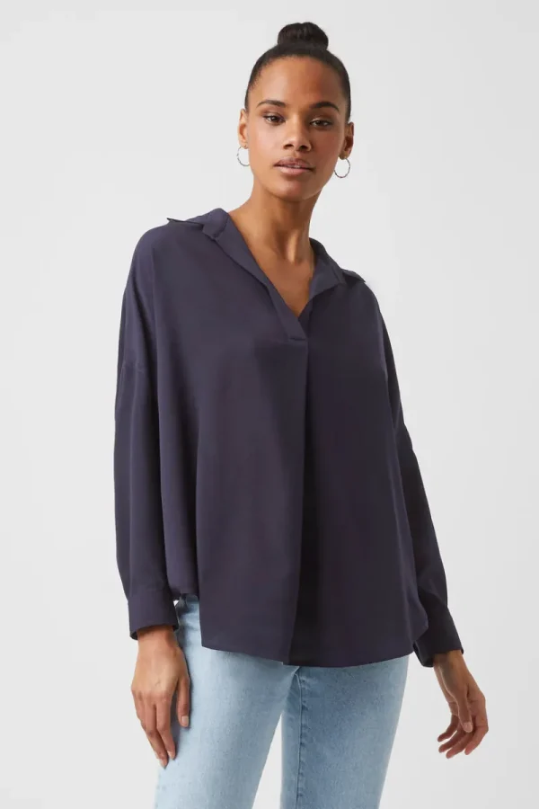 FRENCH CONNECTION Women's Shirts<Rhodes Recycled Crepe Popover Shirt UtilityBlue