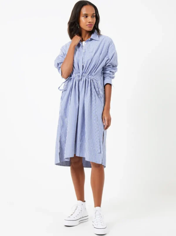FRENCH CONNECTION Blue Dresses | Dresses<Rhodes Stripe Poplin Shirt Dress LinenWhite/Marine