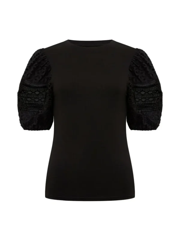 FRENCH CONNECTION Tops<Rosana Agnes Broderie T-Shirt Blackout