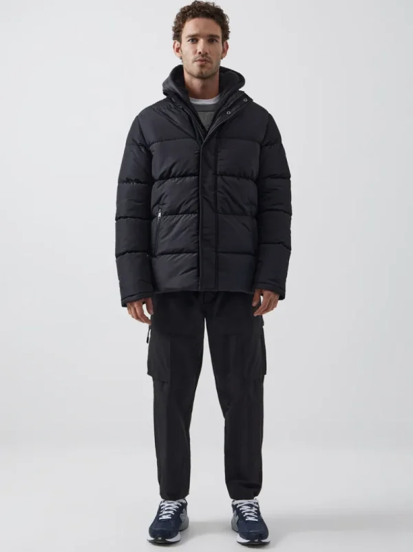 FRENCH CONNECTION Coats & Jackets<Row Fleece Puffer Coat Black/Black