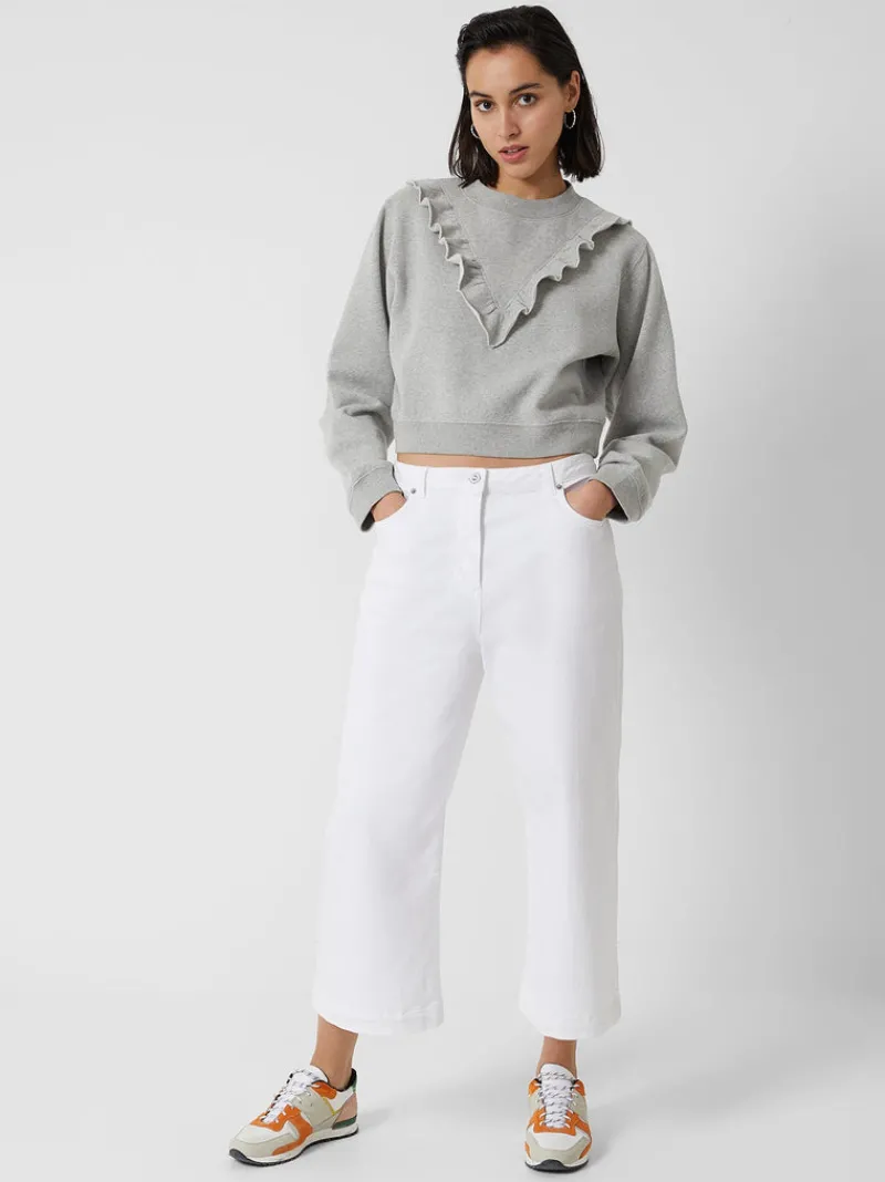 FRENCH CONNECTION Hoodies & Sweatshirts<Ruffle Crew Neck Sweatshirt LightGreyMel