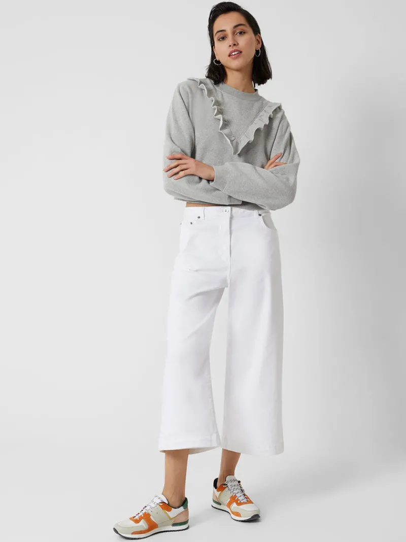 FRENCH CONNECTION Hoodies & Sweatshirts<Ruffle Crew Neck Sweatshirt LightGreyMel