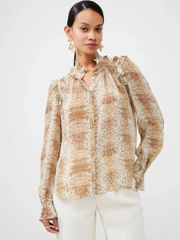 FRENCH CONNECTION Sale< Smooth Georgette Ruffle Shirt Snake