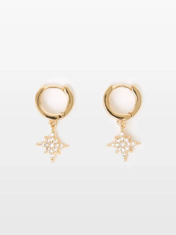 FRENCH CONNECTION Jewellery<Star Huggie Hoop Earrings Gold