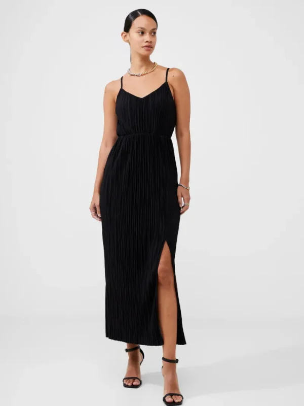FRENCH CONNECTION Wedding Guest Dresses<Strappy Plisse Jersey Maxi Dress Black