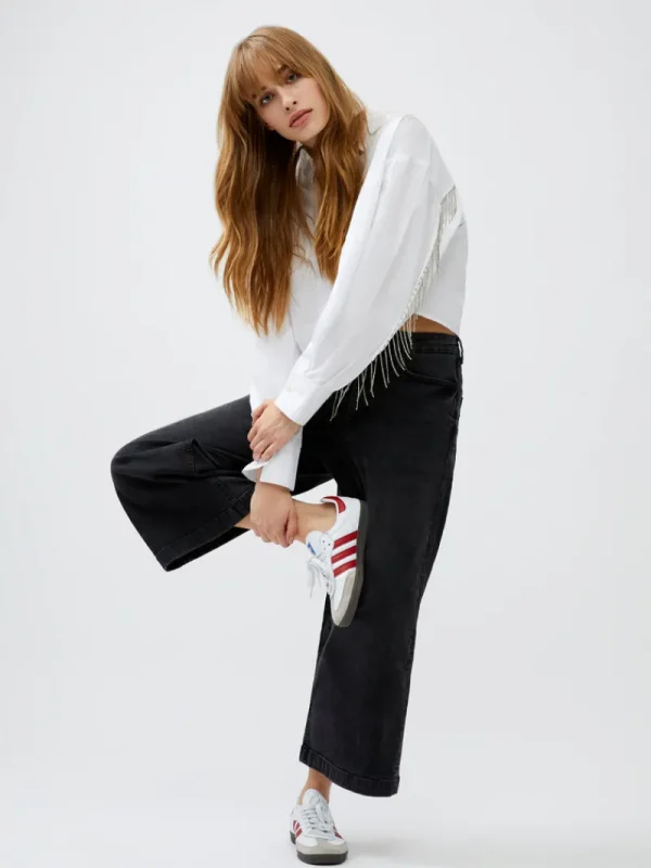 FRENCH CONNECTION Jeans | Women's Trousers<Stretch Denim Wide Leg Culottes Black